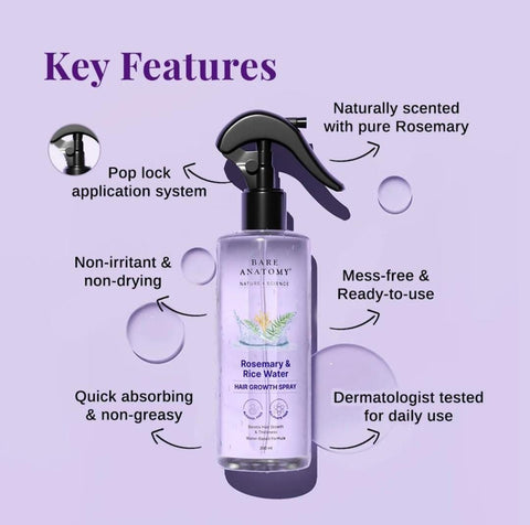 Rosemary & Rice Water Hair Growth Spray for Hair Growth & Thickness – 200 ml