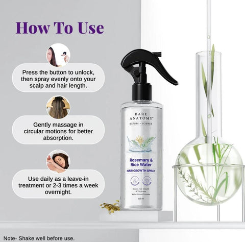 Rosemary & Rice Water Hair Growth Spray for Hair Growth & Thickness – 200 ml