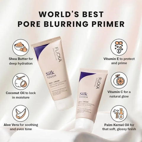 FLiCKA Silk Touch 3‑in‑1 Moisturizer & Primer | Hydrating, Lightweight, Long‑Lasting | Pore Minimizer ( buy 1 get 1 free )